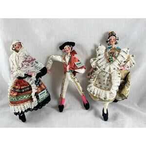 3 Lot Roldan Dolls Matador 2 Lady Dancers Made in Spain Tagged Vintage 50s 1960s